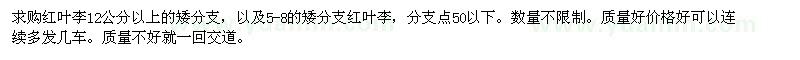 求購紅葉李12公分以上的矮分支，以及5-8的矮分支紅葉李