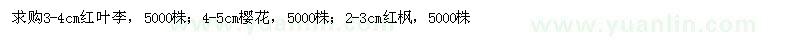 求購紅葉李、櫻花、紅楓
