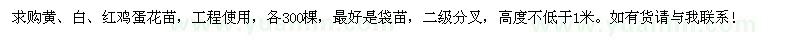 求購黃,白,紅雞蛋花苗