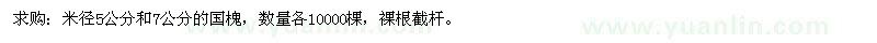 求購米徑5公分和7公分的國槐 
