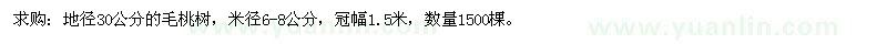 求購地徑30公分的毛桃樹 