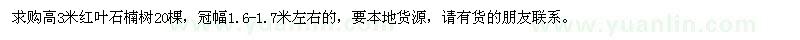 求購(gòu)高3米紅葉石楠樹