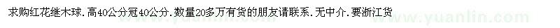 求購紅花繼木球