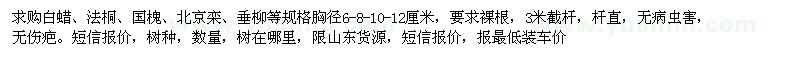 求購白蠟、法桐、國槐、北京欒、垂柳等