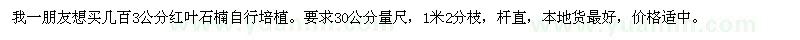 求購(gòu)3公分紅葉石楠