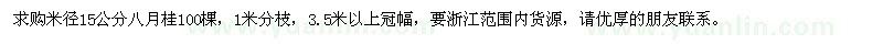 求購(gòu)米徑15公分八月桂100棵