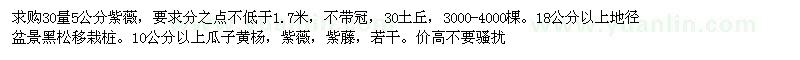 求購紫薇，黑松，瓜子黃楊，紫藤 