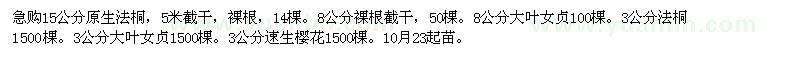 求購(gòu)15公分原生法桐