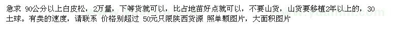求購90公分白皮松