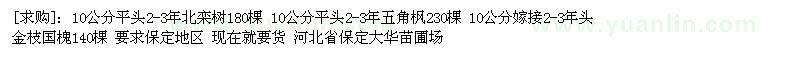 求購北欒樹 五角楓 國槐