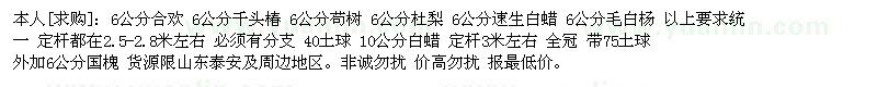 求購(gòu)6公分合歡 6公分千頭椿 6公分茍樹