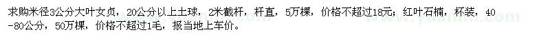 求購(gòu)大葉女貞、紅葉石楠
