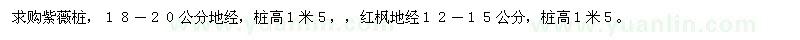 求購地徑18-20公分紫薇樁、地徑12-15公分紅楓