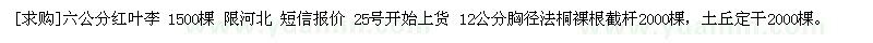 求購六公分紅葉李 12公分胸徑法桐