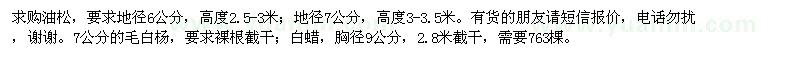 求購油松,毛白楊,白蠟