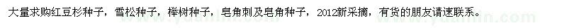 求購紅豆杉種子,雪松種子,櫸樹種子