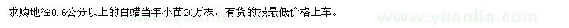 求購白蠟當(dāng)年小苗20萬棵