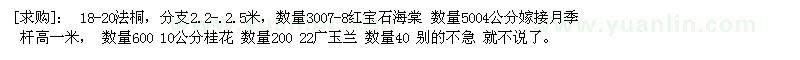 求購(gòu)法桐 紅寶石海棠 月季 桂花 廣玉蘭