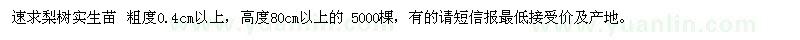 求購(gòu)梨樹實(shí)生苗 粗度0.4cm以上