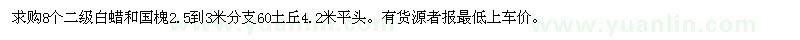求購8個二級白蠟和國槐