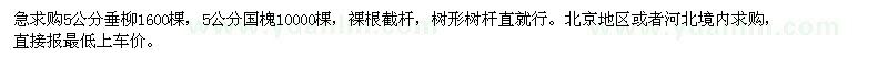 求購(gòu)5公分垂柳、國(guó)槐