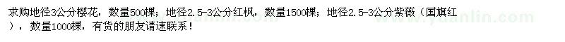 求購(gòu)櫻花、紅楓、紫薇