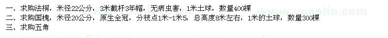 求購法桐,國槐,五角楓