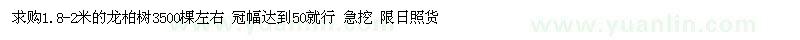 求購1.8-2米的龍柏樹3500棵左右