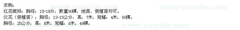 求購紅花銀樺,儀花