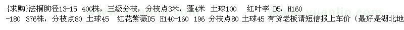 求購法桐 紅葉李 紅花紫薇