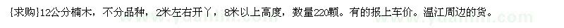 求購12公分楠木，不分品種