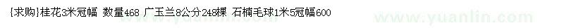 求購(gòu)桂花3米冠幅 廣玉蘭 石楠毛球