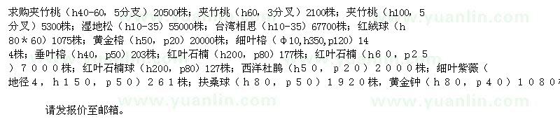 求購夾竹桃、濕地松、臺灣相思等