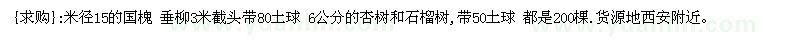 求購國槐 垂柳 杏樹和石榴樹