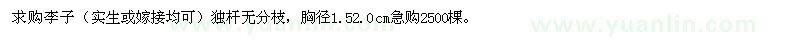 求購(gòu)李子（實(shí)生或嫁接均可）