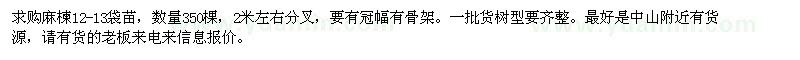 求購麻楝350棵