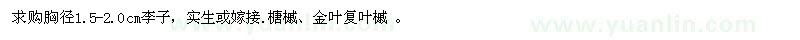求購(gòu)李子、榶槭、金葉復(fù)葉槭 