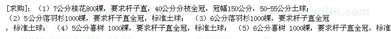 求購桂花 落羽杉 喜樹