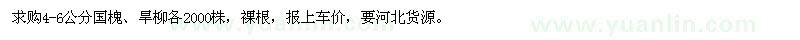 求購國槐、旱柳
