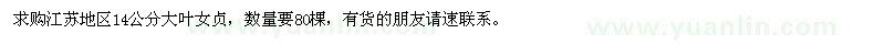 求購14公分大葉女貞