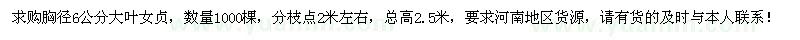 求購胸徑6公分大葉女貞1000棵
