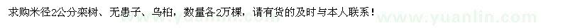 求購米徑2公分欒樹、無患子、烏桕各2萬棵