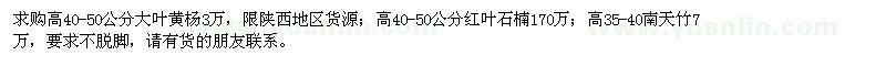 求購大葉黃楊、紅葉石楠、南天竹