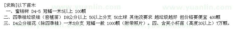 求購蜜橘樹 四季桂 桂花