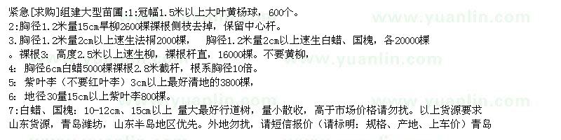 求購(gòu)建大型苗圃大葉黃楊球 旱柳 速生法桐 速生柳 白蠟 紫葉李