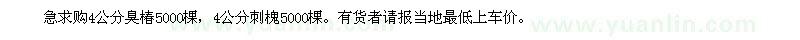 求購4公分臭椿5000棵，4公分刺槐5000棵