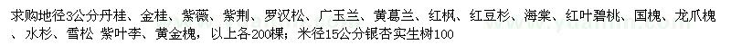 求購(gòu)地徑3公分丹桂、金桂、紫薇等