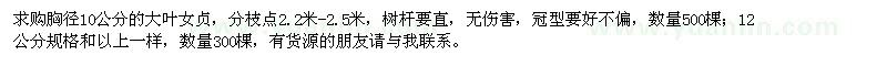 求購大葉女貞