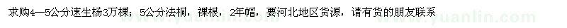 求購4-5公分速生楊，5公分法桐
