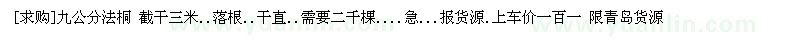 求購九公分法桐 截干三米..落根..桿直